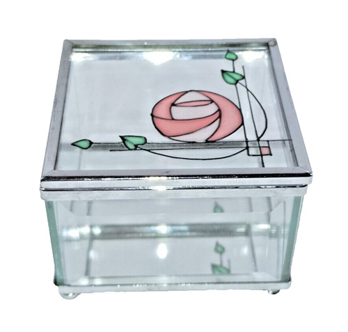 Glass trinket box - w, rennie