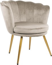 Genesis Flora Accent Tub Chair Scallop Armchair Petal Back Gold Legs - Taupe