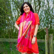 TILLEY & GRACE Pashmina Scarf Wrap Hot Fuchsia Pink Wedding Party Green Summer