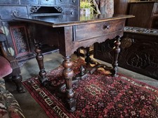 Period Early 18th C Walnut Single Drawer Side Table William And Mary X Stretcher