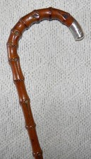 Victorian Whangee Bamboo Charlie Chaplin Cane Hallmarked 1898 Silver