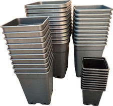 10x PACKS BULK - Plant Flower Pot Square 0.5L-5L Plastic Garden Hydroponic Pots