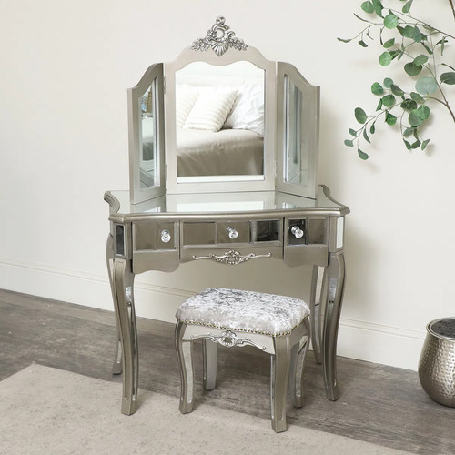 Silver mirrored dressing table