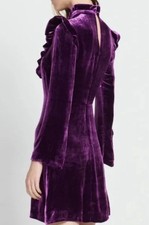 Sandro Emily Ruffled Violet Purple Velvet Dress Size1 UK8 New With Tags Sold Out