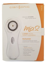 NEW 2 Speeds White Clarisonic Mia 2 Sonic Facial Skin Cleansing Brush System