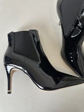 TED BAKER ANKLE BOOTS PATENT BLACK NEW Stiletto Yimmona £150 BNIB