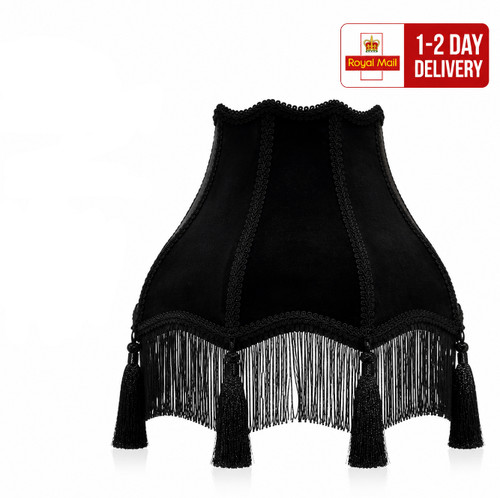 Black velvet lampshade bell - black,