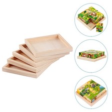 5 PCS Rustic Wood Unfinished Wooden Serving Trays Wood Trays For Crafts ]
