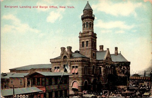 Postcard emigrant landing and - postcard,