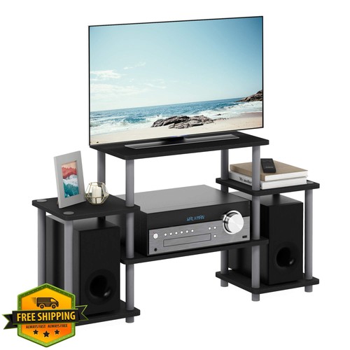 Furinno black grey tier tv - black/grey,