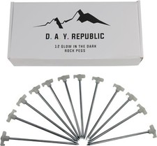12 Large Heavy Duty Glow In The Dark Rock Pegs, Galvanised Steel Rust Proof