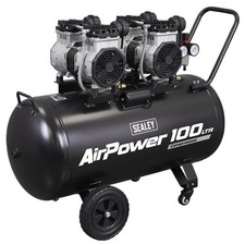 Sealey Air Compressor 100L Oil Free Low Noise Direct Drive  2 x 2hp