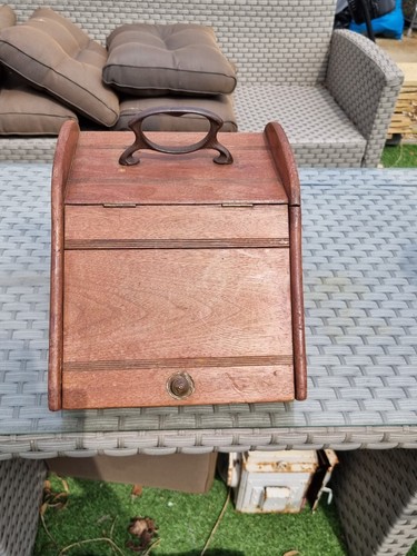 Edwardian wooden coal scuttle - edwardian,