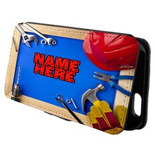 Personalised Builder Carpenter iPhone Case Custom Flip Phone Cover Wallet ST368