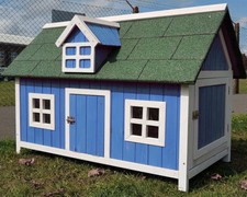 CHICKEN COOP RUN HEN HOUSE POULTRY ARK HOME NEST BOX COOPS RABBIT HUTCH BLUE