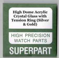 High Dome Acrylic Crystal Glass with Tension Ring (Silver & Gold)