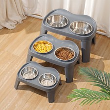Silver/Gold Stainless Steel Raised Bowl Elevated Dog Bowls Foldable Pet Feeder
