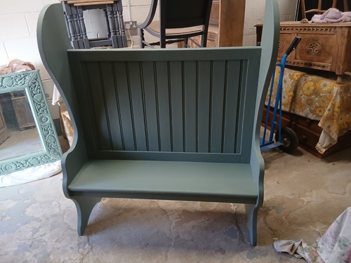 Painted solid pine settle hall - painted,