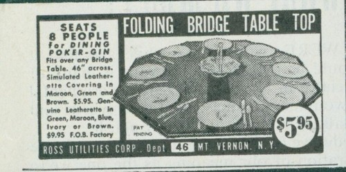 1947 folding bridge table top - table,
