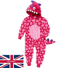 World Book Day Dinosaur 1Onesie Onezi Girls Fleece Hooded Character Jumpsuit