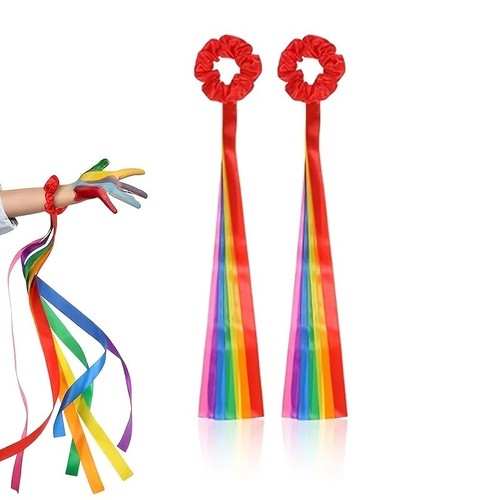 2pcs rainbow dance ribbons - rainbow,