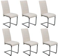 6 x Beige Velvet Dining Chairs