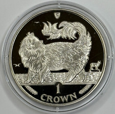 1993 Isle of Man Maine Coon Cat 1 Crown CuNi PROOF Strike Limited to 250 w/ COA