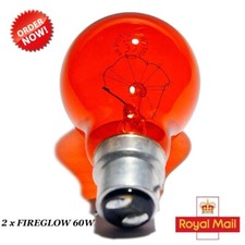 2 x 60W Red Fireglow GLS LIGHT