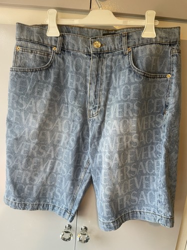Versace logo denim shorts - versace,