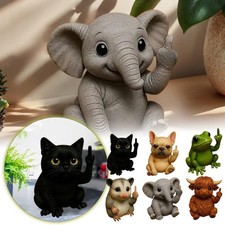 3D Lifelike Mini Middle Finger Animal Statue Resin Figurines Ornament Home Decor
