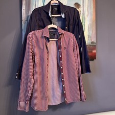 Lisa Campione Sz 38 Women's Casual Button Down (2) Shirts Long Sleeve Blue Pink