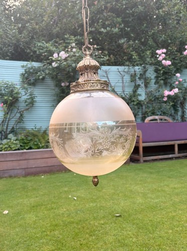 Vintage etched glass hanging - vintage,