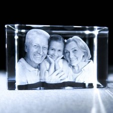 3D Rectangle Photo Laser Crystal - Personalised Christmas Gift - QUICK DELIVERY