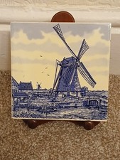 Delft Blue/White Windmill Tile