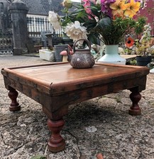 Vintage Wood Wooden Jali Bajot Low Coffee Table