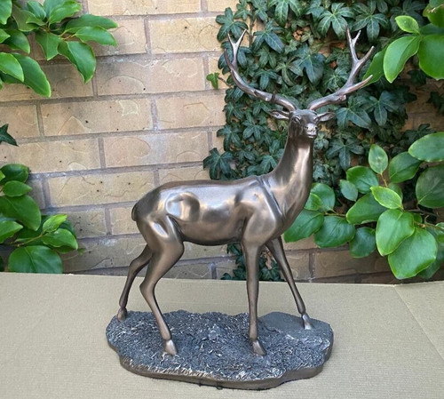 Bronze colour standing stag - colour,