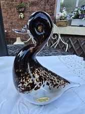 Wedgwood Brown Glass Duck Paperweight.