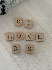 Original Wooden Magnetic Scrabble Tiles L O V E S C T D 3.5 X 4 cm