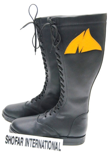 Black leather wrestling - wrestling, boots