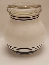 IKEA White Metal Storage Canister/Biscuit Barrel Blue Stripes Retro (B4)