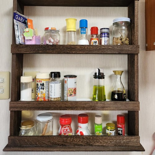 Multi tier wooden spice rack - wooden,
