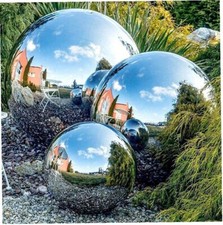 3 Pcs Extra Large Gazing Balls Stainless Steel Garden Globes  20 Cm 25 Cm 28 Cm