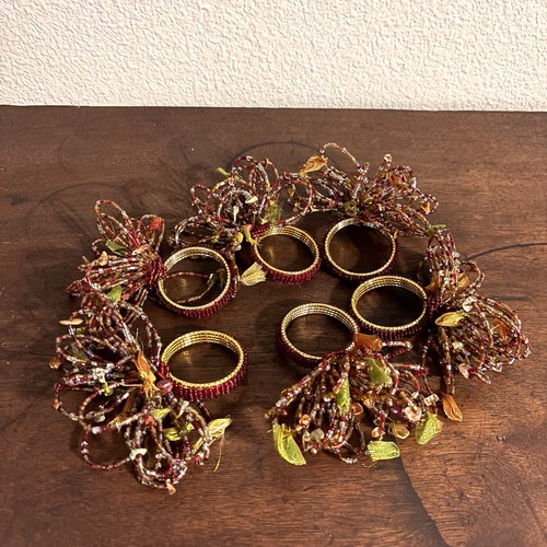 Red beaded napkin - red, of