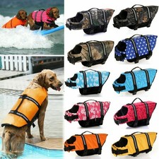 Dog Life Jacket Swimming Float Vest Reflective Adjustable Buoyancy Aid Pet UK