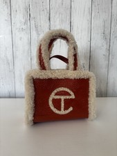 Ugg X Telfar Bag Orange Small Leather Shopper Cross Body Straps Sheepskin Trims