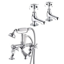Niagara Bayswater Tap Pack Traditional Cranked Bath Shower Mixer & Basin Taps