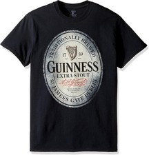 Guinness Stout Label Mens Black T-Shirt