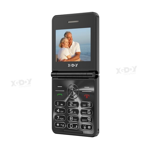 Black flip cell phone - black,