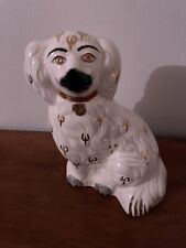 English Beswick Staffordshire 8” White /Gold Spaniel Hunt Mantle Dog Excellent