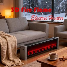 2000W Baseboard Electric Heater Extended Air Simulation 3D Flame Effect Light